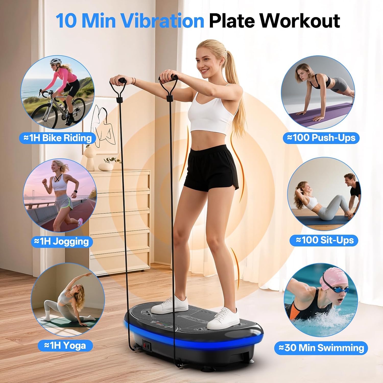 JOROTO 4D Vibration Plate Exercise Machine, 3-Motor App-Controlled High-Intensity Adjustable Speed Vibration Plate for Weight Loss & Lymphatic Drainage, Whole Body Shaker Workout Equipment for Women