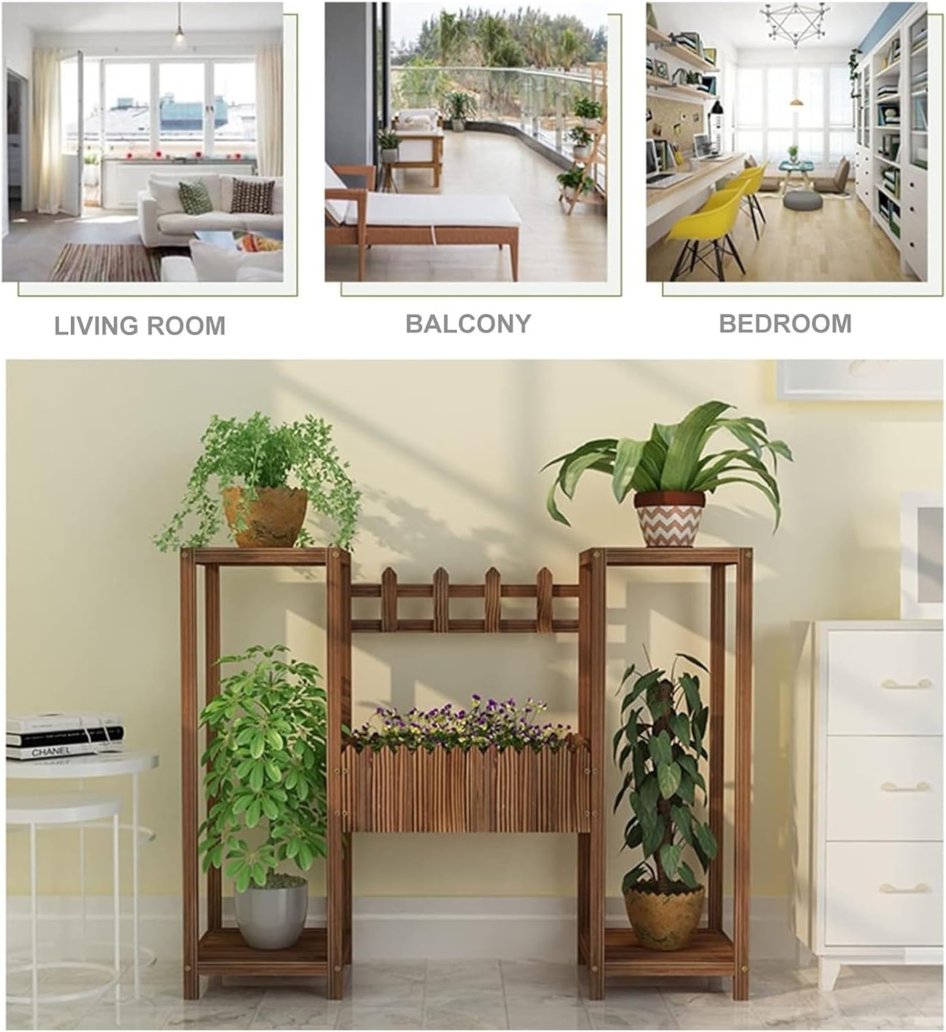 Potting Bench Table,Garden Potting Table, Plant Pot Stand Multiple Flower Display Stands Planter Rack Shelves for Corner Balcony Window Patio Living Room (Color : Brown, Size : 100x25x100cm)