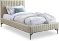 Meridian Furniture GalloBeige-T Gallo Collection Modern | Contemporary Twin Bed with Soft Beige Vegan Leather, Deep Channel Tufting and Black Metal Legs, 44' W x 84.5' D x 43.5' H, Beige, Twin