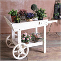 Potting Bench, Outdoor Potting Bench Cart Table, Home and Outdoor Multifunctional Wooden Table Top Worktable On Two Wheels