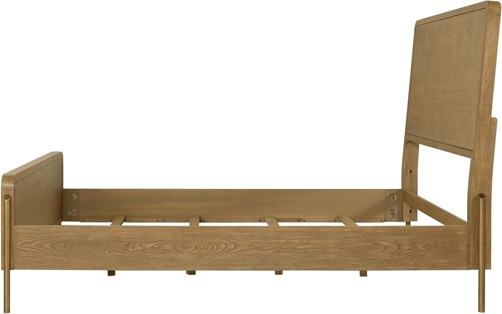 Coaster Home Furnishings - Arini - Wood - Rattan Eastern King Panel Bed with Woven Cane, Metal Tube Legs, and Tall Headboard - Bedroom - Sand Wash and Natural Cane - 224300KE
