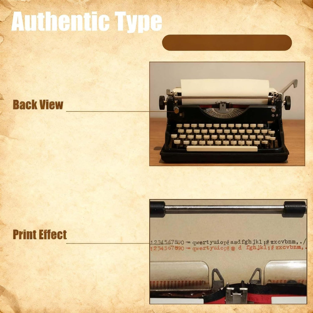 Portable Manual Typewriter, Retro Wireless Classic Manual Typewriter Machine, Mechanical Writing Machine Easy Setup for Notes Letters Writing Writers Literary Black
