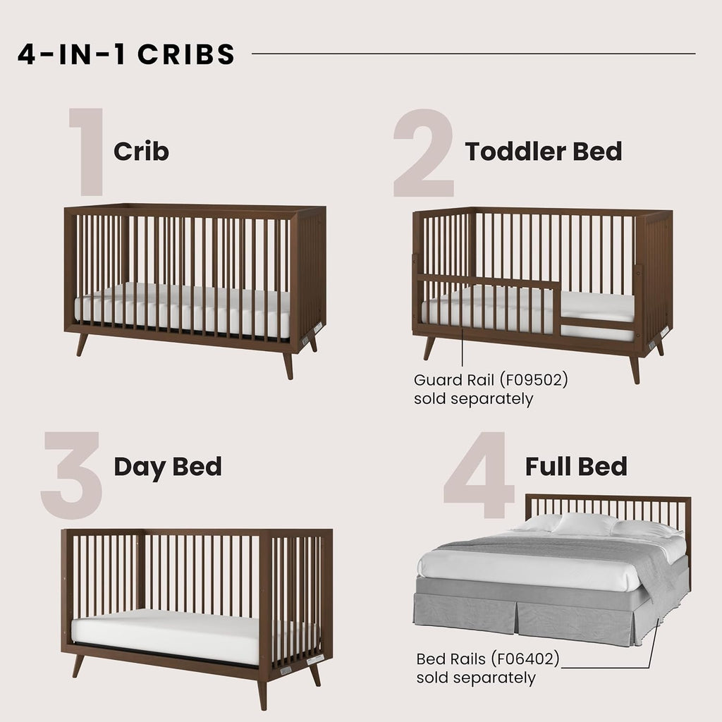 Child Craft Cranbrook Design 4-in-1 Convertible Baby Crib Nursery Furniture Set, Baby Bed and 6 Drawers Double Dresser, for Babies, Toddlers and Kids Bedroom (2 Piece - Toasted Chestnut)
