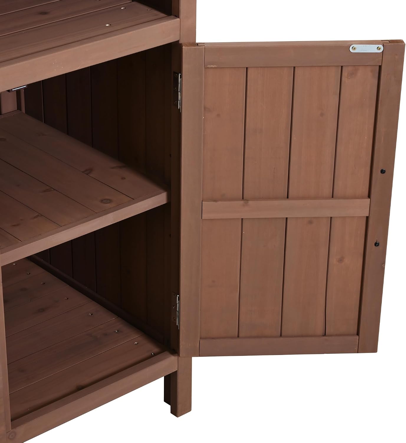 Large Fir Wood Potting Bench, 45.3''L Multi-Functional Outdoor Patio Kitchen Island with Hutch,Drawers & Hooks, Large Countertop for Gardening, Grill (Brown-h)