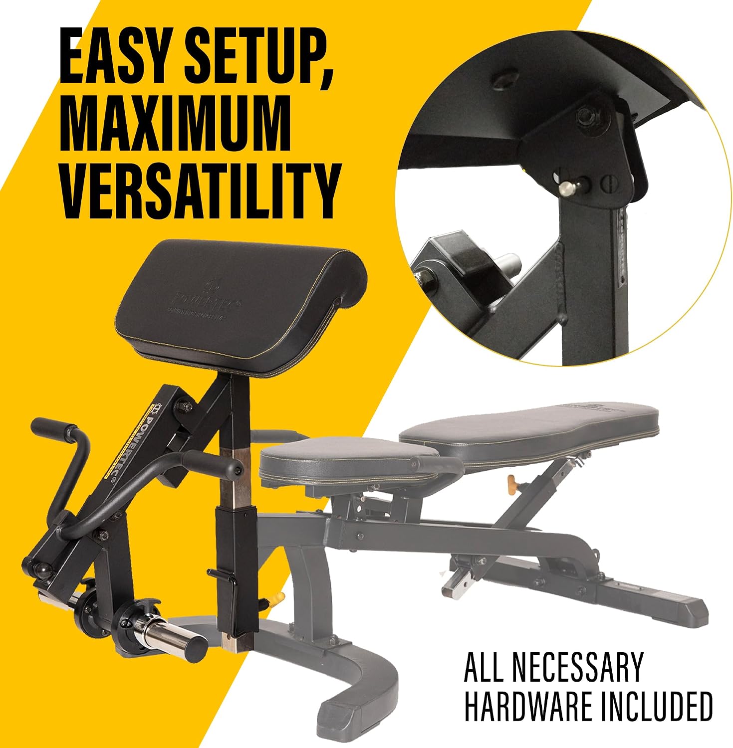 Powertec Fitness Workbench Curl Weight Machine Attachments, 200 lbs. Capacity - Effective Bicep Exercise Equipment for All Powertec Workbenches - Premium Home Gym Accessories