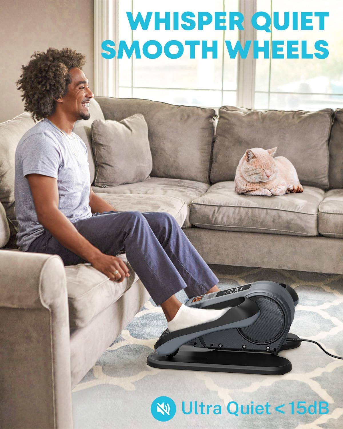 Gonex Under Desk Elliptical Machine Electric Seated Pedal Leg Exerciser Quiet Portable Fitness Exercise Equipment While Sitting with Remote for Seniors, 16 Adjustable Speeds Fully Assembled
