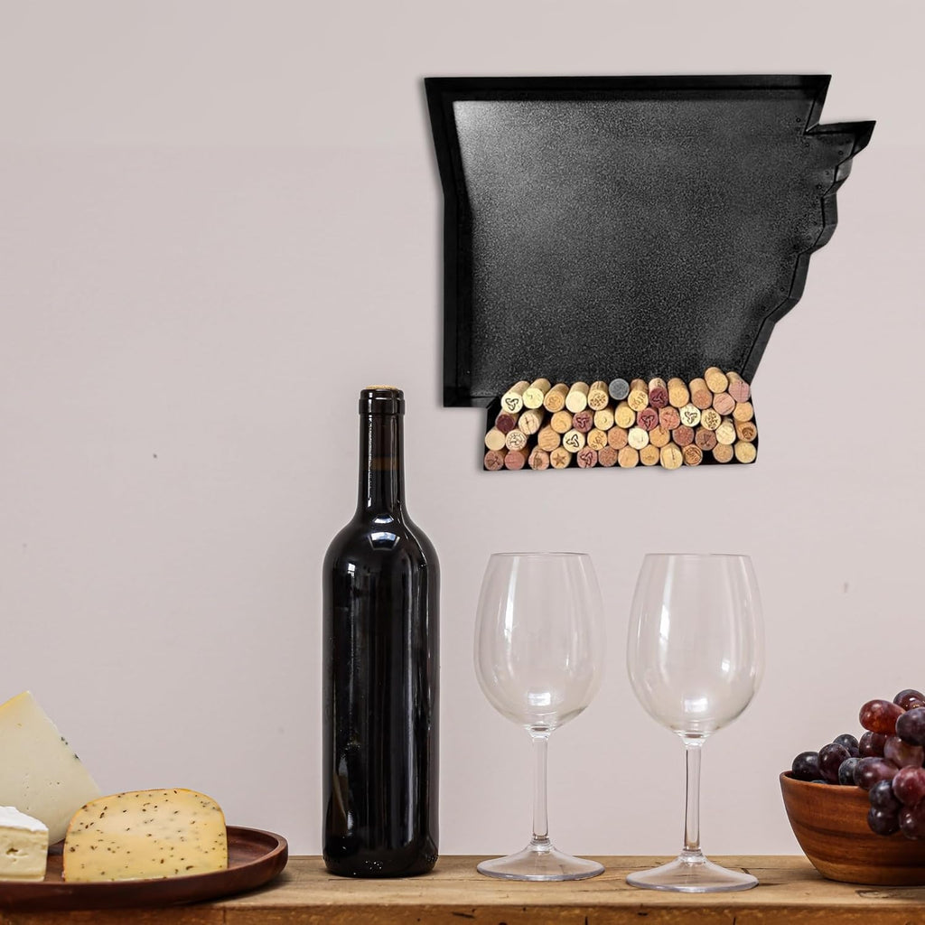 NEONSİGN Arkansas Map Wine Cork Holder Metal Arkansas Decor Sign Wine Bar Pub Home Decoration (Black, 18 inch)