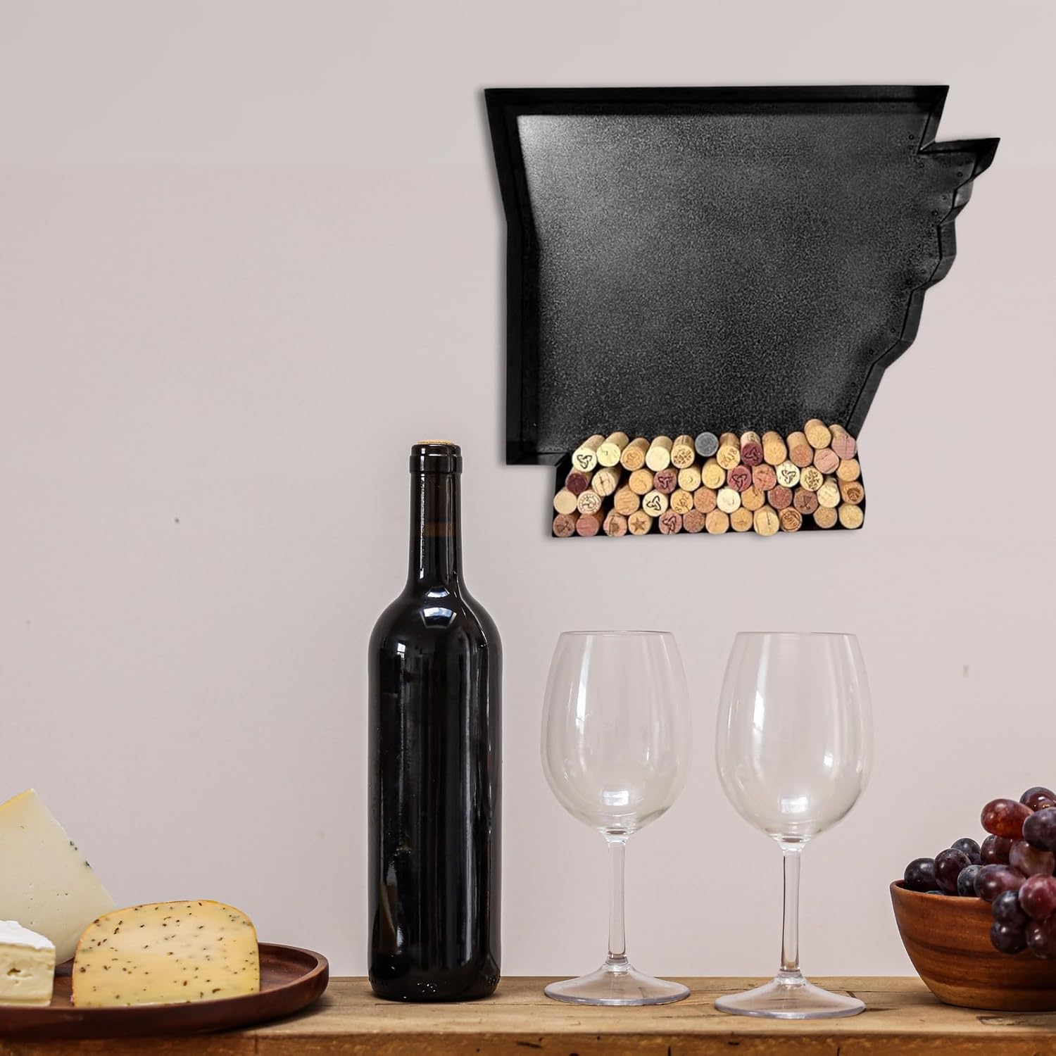 NEONSİGN Arkansas Map Wine Cork Holder Metal Arkansas Decor Sign Wine Bar Pub Home Decoration (Black, 18 inch)
