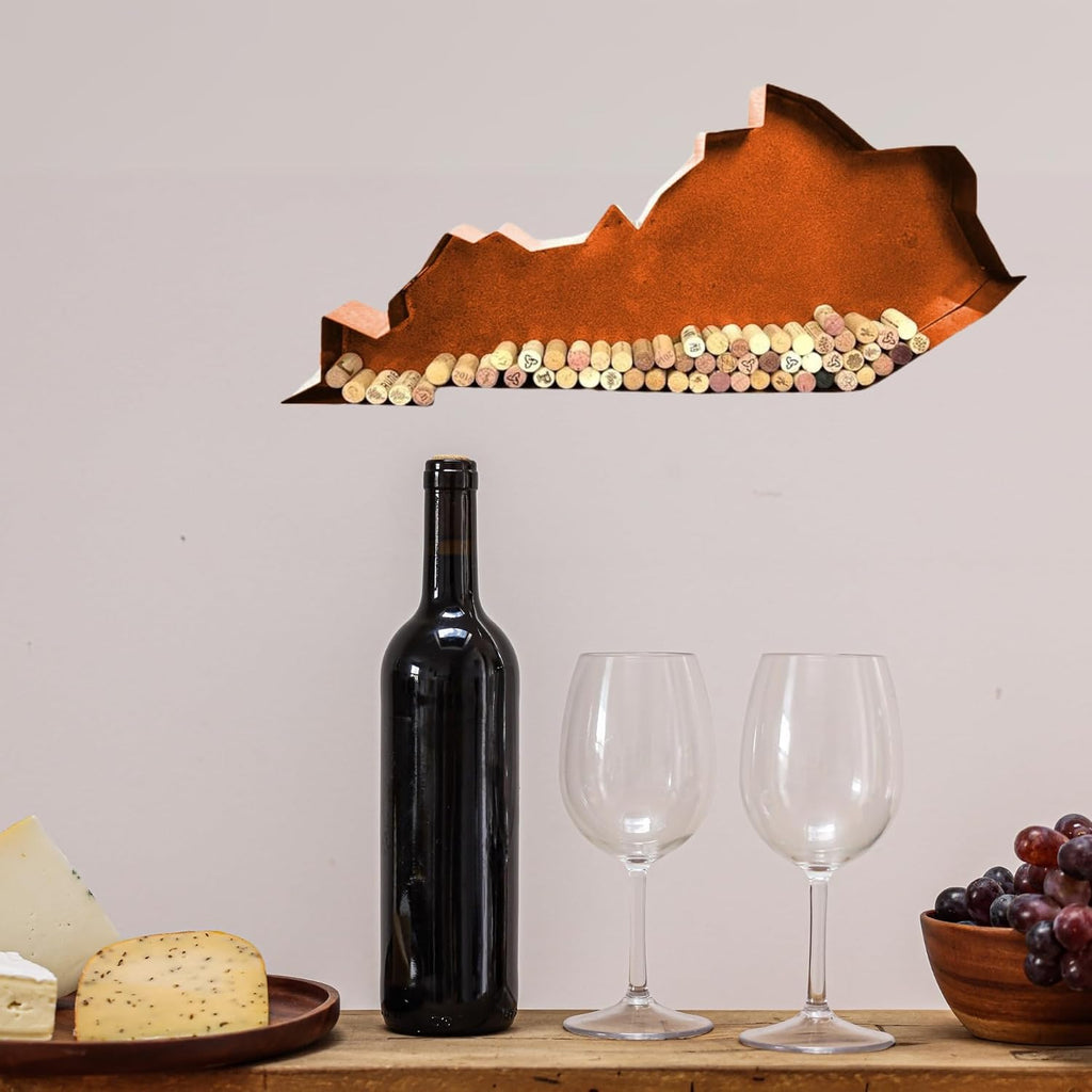 NEONSİGN Kentucky State Map Wine Cork Holder Metal Kentucky Decor Sign Wine Bar Pub Home Decoration (Brown Patina, 18 inch)
