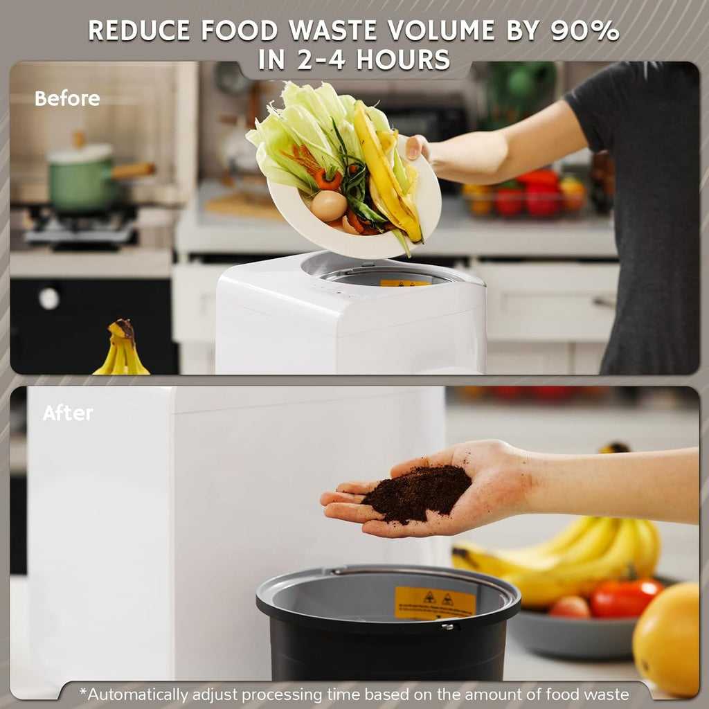 Airthereal Bundle | Revive Electric Kitchen Composter (White) and 1 Spare Bucket with Lid + 3-Pack Compostable Trash Bags,Turn Food Waste and Scraps into Dry Compost Fertilizer