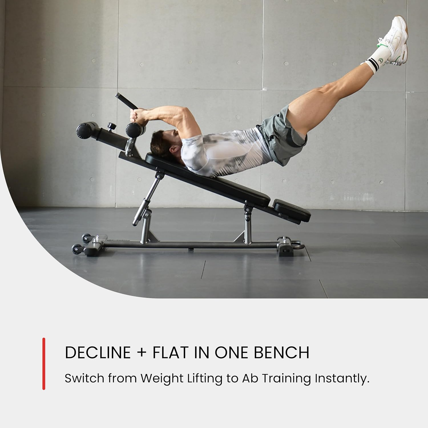 Finer Form Gym-Quality Adjustable Sit Up Ab Bench & Decline Weight Bench for Home Gym Strength Training.