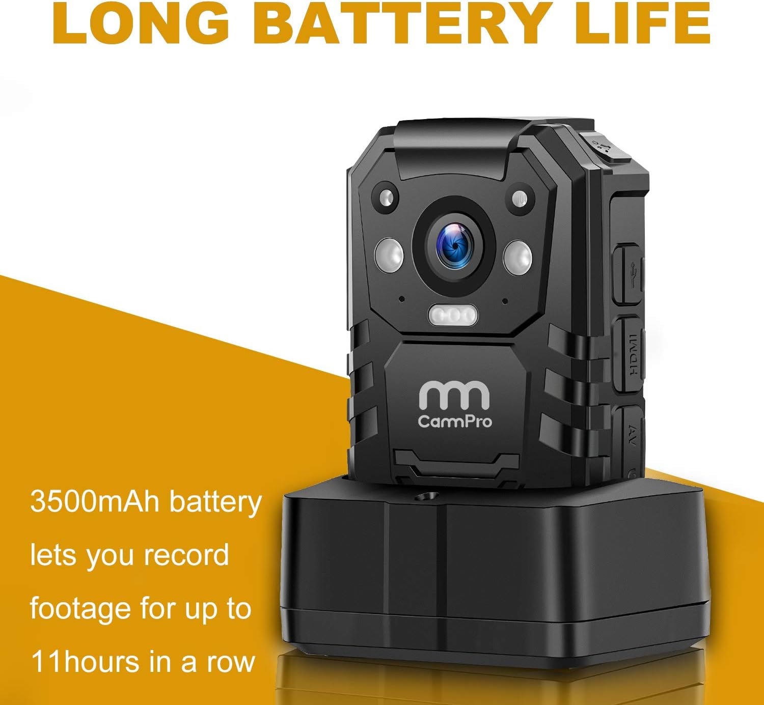 1296P HD Police Body Camera,64G Memory,CammPro I826 Premium Portable Body Camera,Waterproof Body-Worn Camera,Night Vision,GPS for Law Enforcement Recorder,Security Guards,Personal Use1