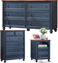 Farmhouse Dressers & Night Stand Set of 3, Wood 54' Wide 6 Drawer Dresser & 43.5'Tall Chest of Drawers, 18' with Charging Station Nightstand, Bedroom Furniture Dresser Set for Home Living Room Hallway
