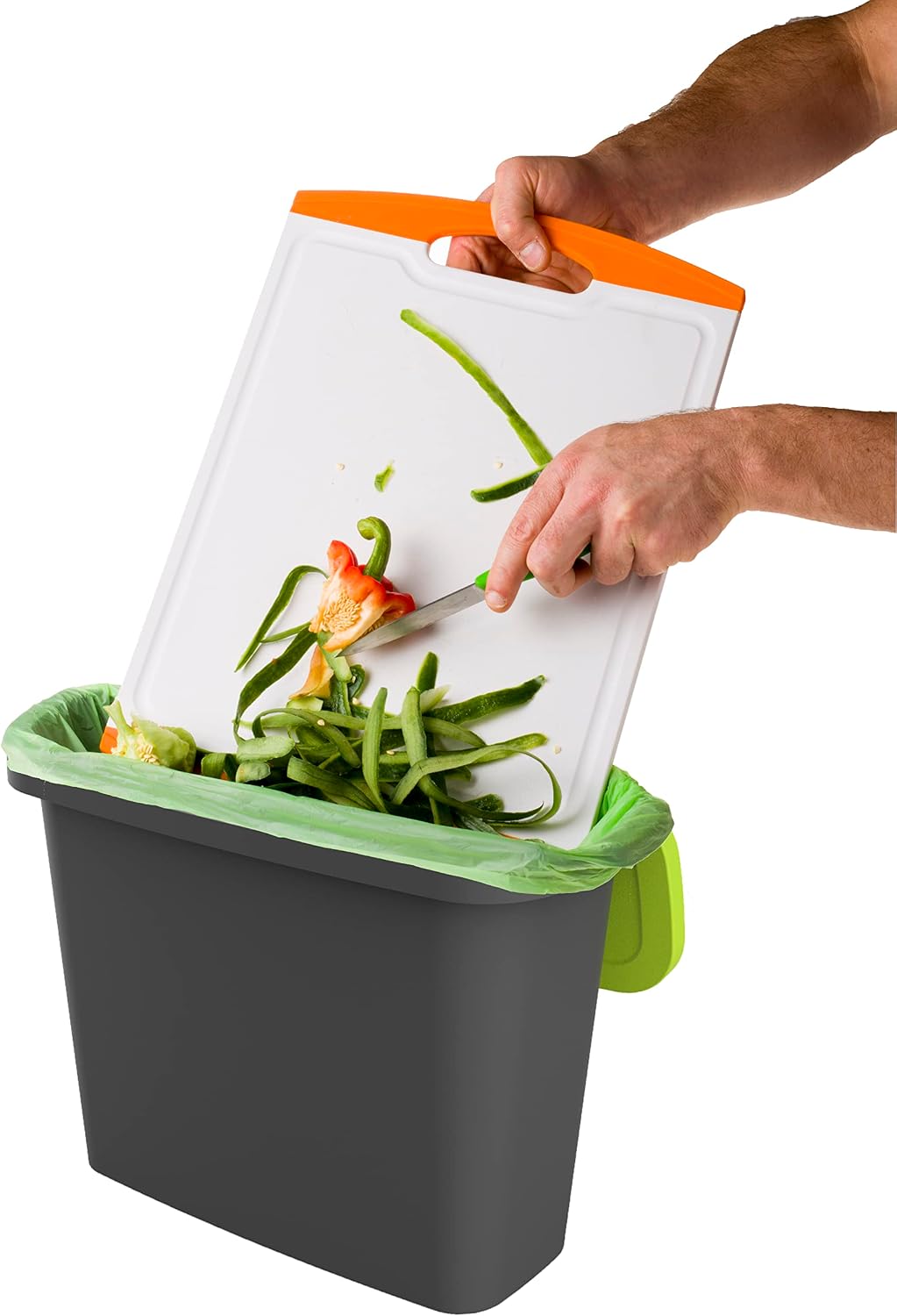 Amazon Exclusive Combo - 48 Gallon Compost Tumbler with Compost Cart, 9 Liter Compost bin, 3 Rolls of Corn Bags and Plant Caddy