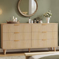Lulive Dresser for Bedroom Wood Dressers Chest of Drawers, Fluted 53.2' Wide Modern Long Dresser TV Stand 6 Drawers for Bedroom, Closet, Living Room, Hallway (Natural)