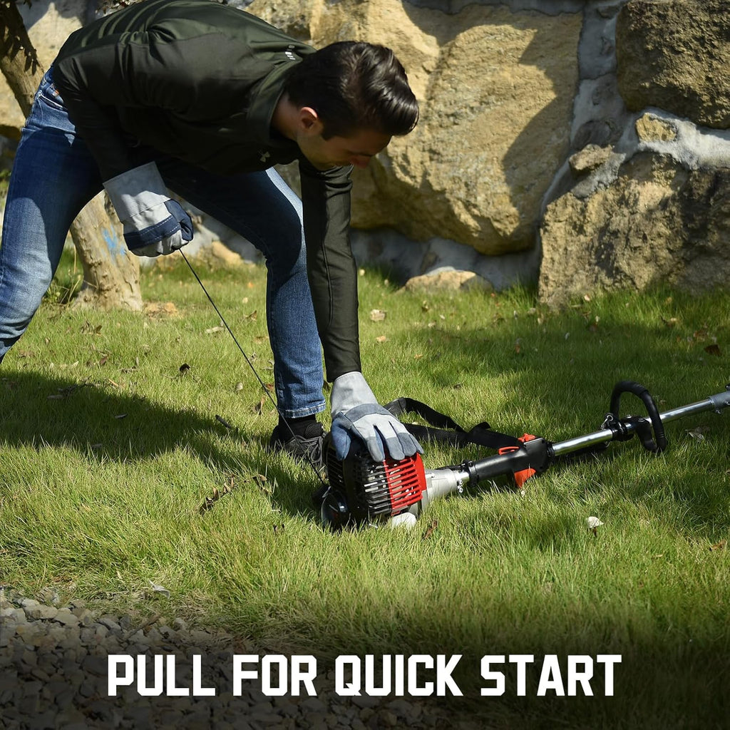 PowerSmart 25.4cc Gas Weed Wacker, String Trimmer/Edger 16-Inch with 10-Inch Brush Cutter for Grass Cutting 18lb Gas Trimmer