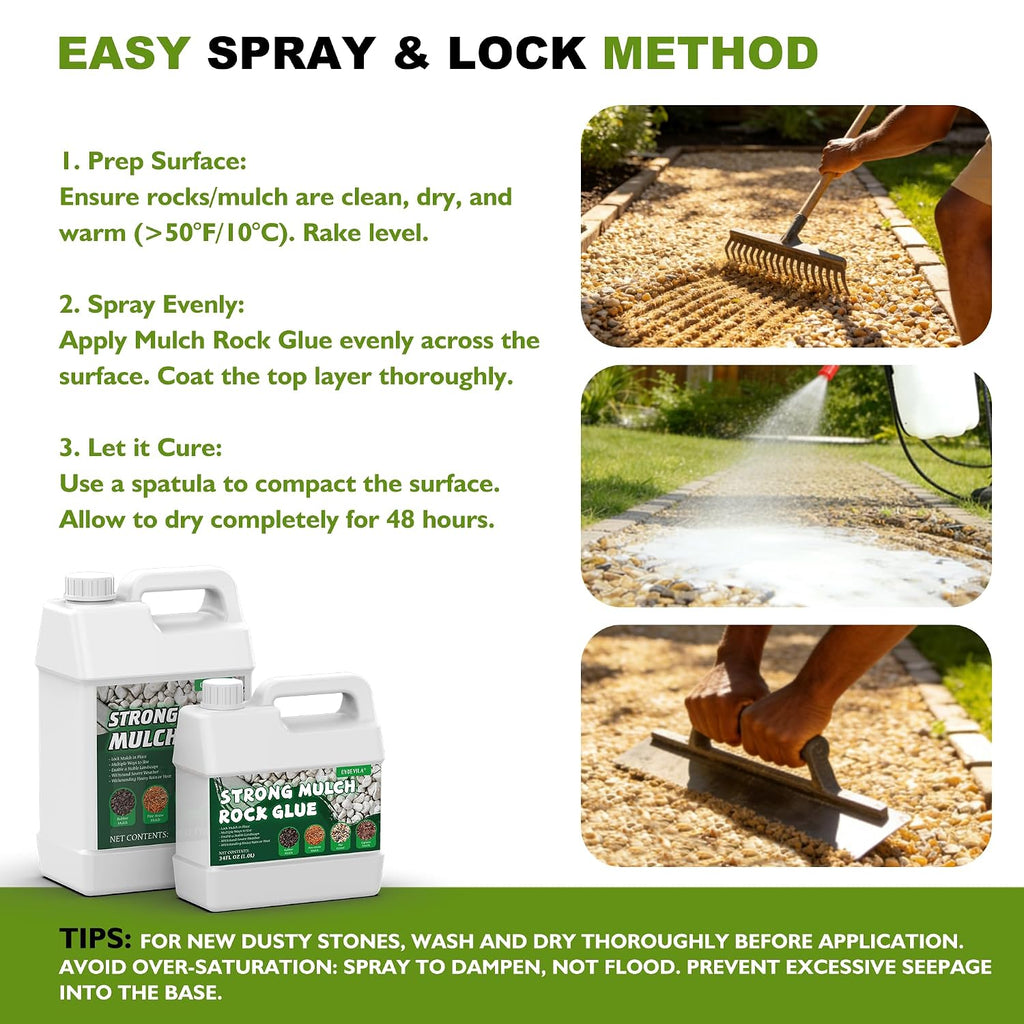 540 oz Clear Mulch Glue for Landscaping — Strong Rock Glue for Landscaping, All-Weather Anchor Binder Adhesive, Locks Down Gravel & Stones, Prevents Wind & Rain Erosion, Pet-Safe