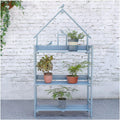 3-Tier Step Plant Shelves, Garden Potting Bench Table, Outdoor Garden Patio Storage Cabinet, Workstation Shed with Tabletop (Color : Blue, Size : 80x25x160cm)
