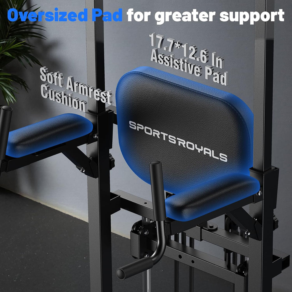 Sportsroyals Power Tower Pull Up Bar Station, 450LBS Stable Pull Up Dip Station for Home Gym Strength Training Equipment | FED Fitness