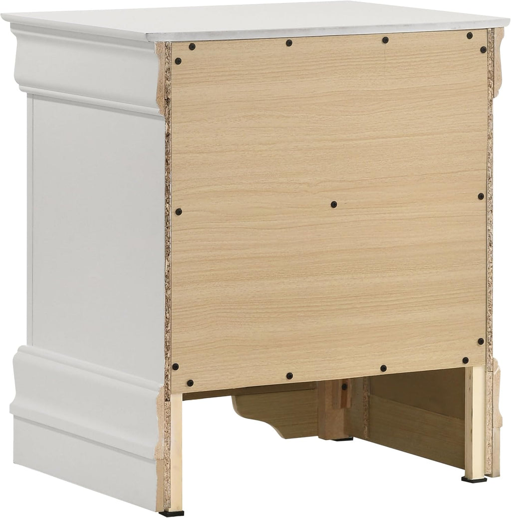 Coaster Home Furnishings Louis Philippe Traditional 4-Piece Bedroom Set Full Size Sleigh Bed Frame 47-inch Headboard White 202441F-S4