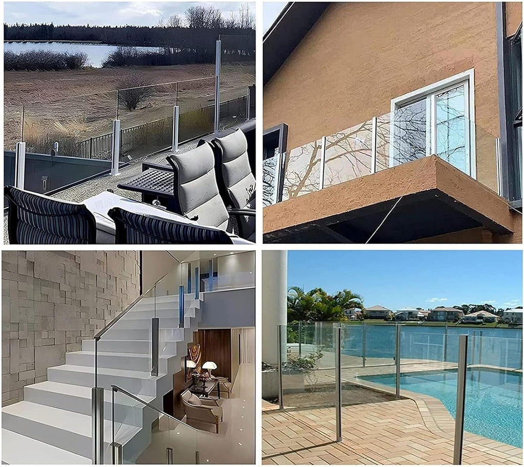 HOFSSI Glass Railing Post Heavy Duty Stainless Steel Black Glass Balustrade Post Panel Support Wood Deck for Interior ExteriorGlass Fence Pole Garden Balcony (Color : Corner Post, Size : 70cm/27.5in)