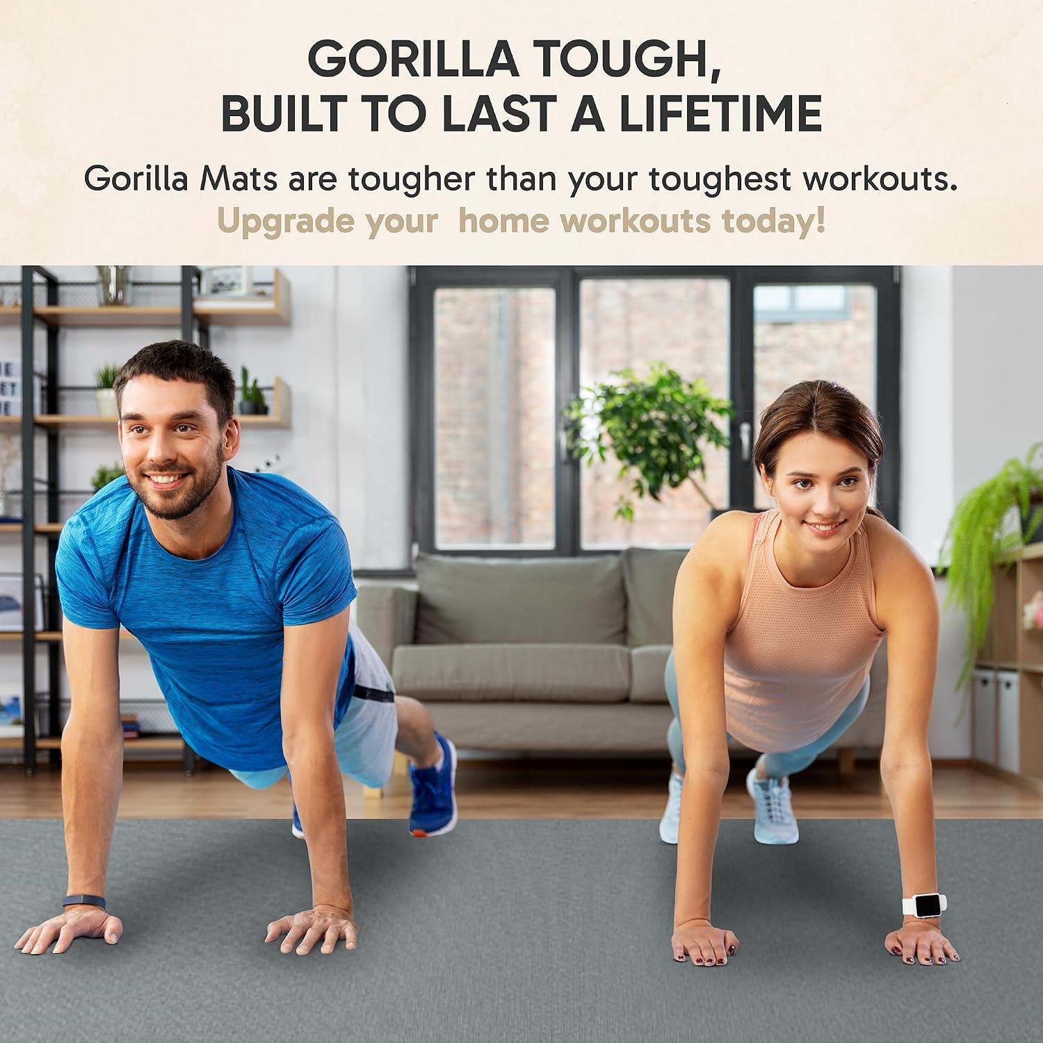 Gorilla Mats Large Exercise Mat – 6'x4', 7'x4', 7'x5', 8'x4', 10'x4' (1/4' Thick) – Ultra Durable Workout Mat for Home Gym Flooring – Non-Slip, Flat Fitness, Yoga & Weight Lifting Floor Mat