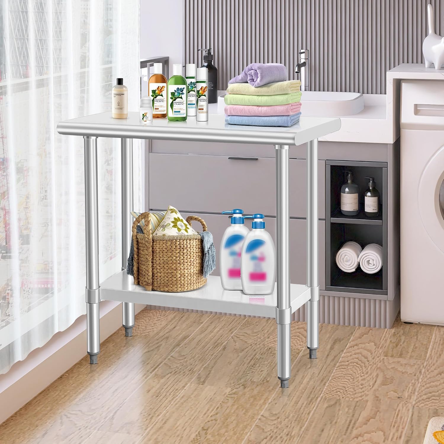 HARDURA Stainless Steel Work Table Commercial 18×36 Inches Kitchen Prep Table and Heavy Duty Commercial Workbench NSF 430 with Undershelf and Galvanized Legs