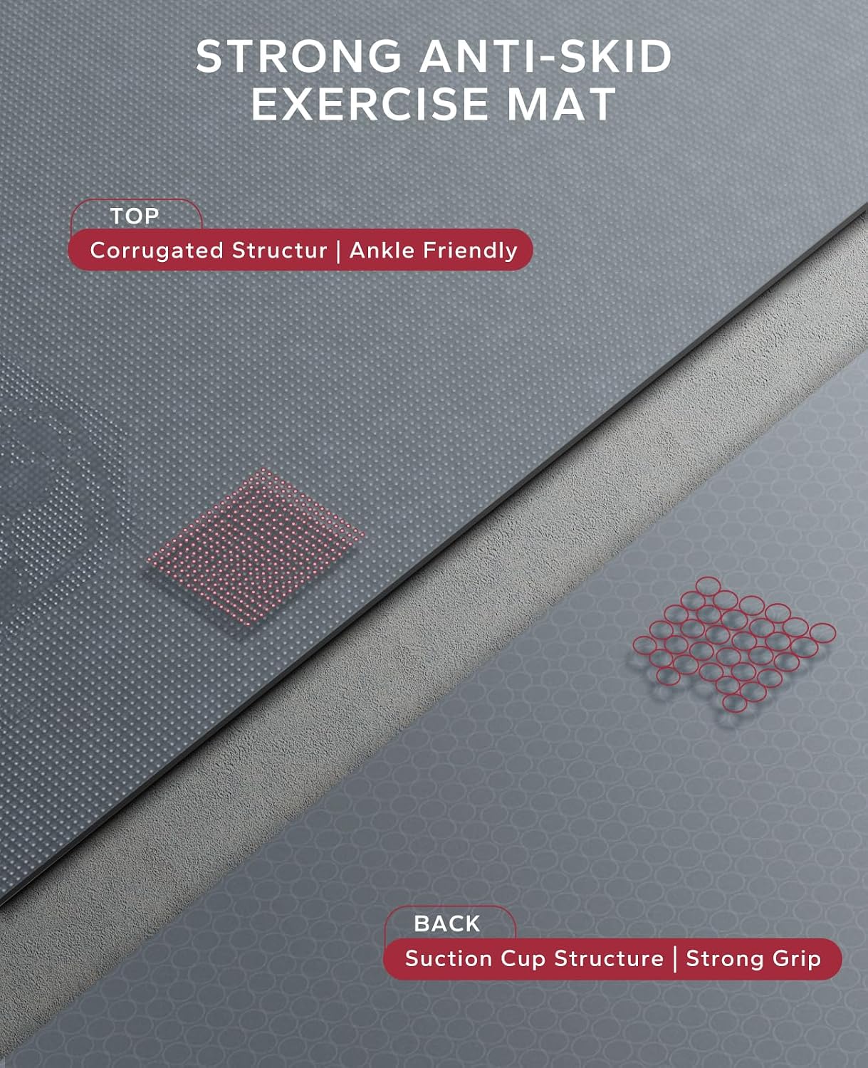 HAPBEAR Large Exercise Mat-7'x5'/6'x8'/6'x9'/6'x10'/6'x12'x8mm(1/3'),Non-Slip, Ultra Durable, Thick Workout Mat for Home Gym Flooring Cardio, Yoga for Fitness, High-Density, Shoes-Friendly