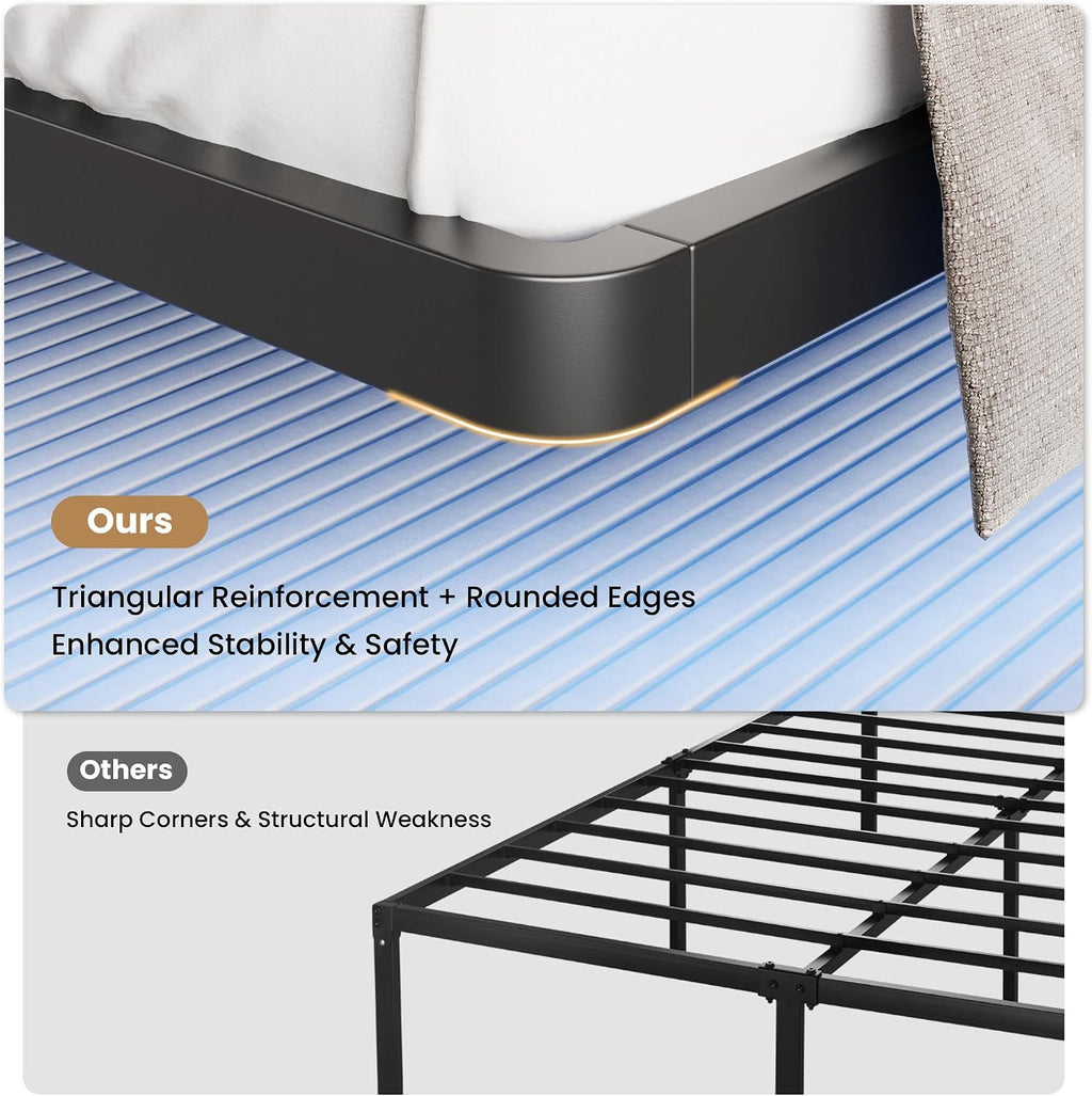 SHA CERLIN Floating Bed Frame King Size with Smart LED Lights and Charging Station, Heavy Duty Metal Platform Bed with Modern Design,No Box Spring Needed, Easy Assembly, Matte Black