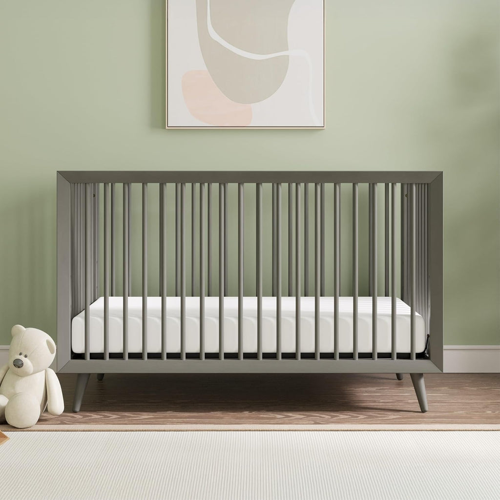 Child Craft Cranbrook Design 4-in-1 Convertible Baby Crib Nursery Furniture Set, Baby Bed and 6 Drawers Double Dresser, for Babies, Toddlers and Kids Bedroom (2 Piece - Lunar Gray)