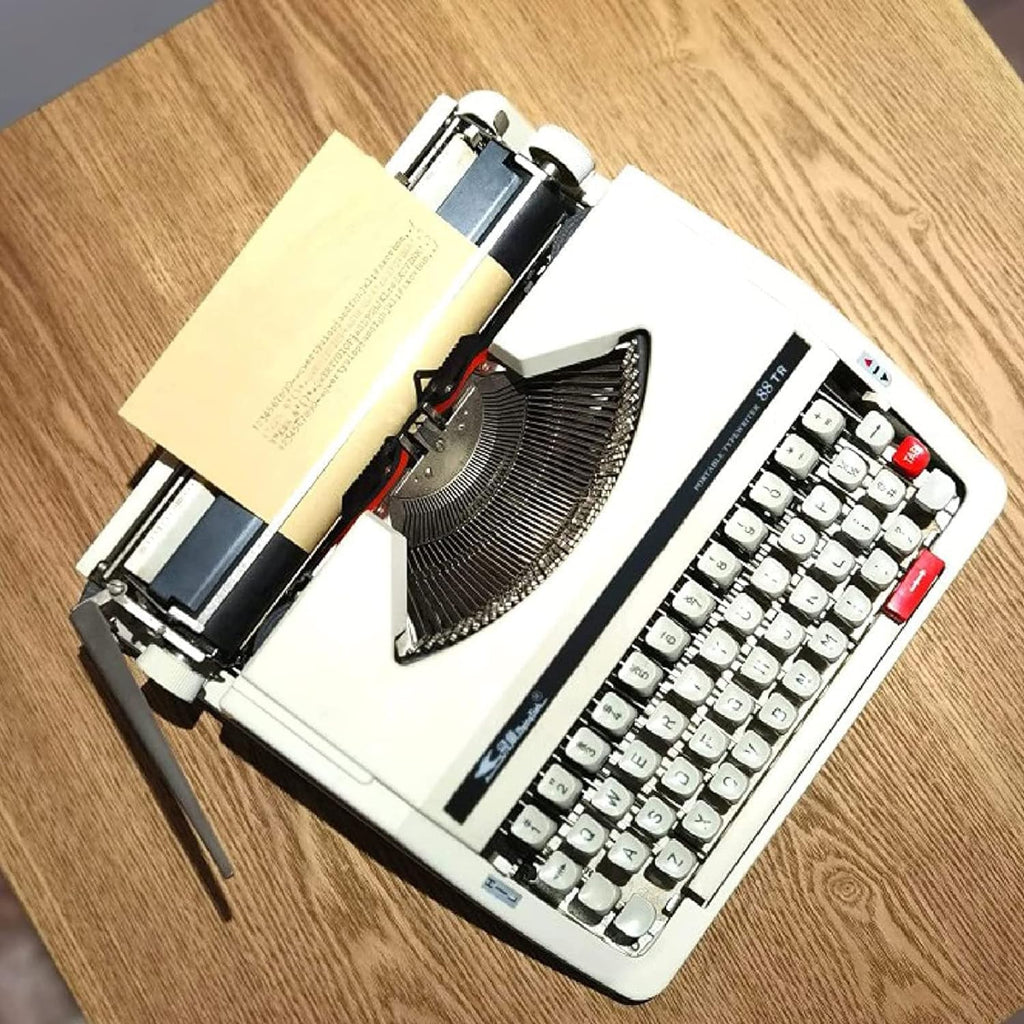 Machinery Typewriter Old Fashioned Manual Typewriter, Portable and Easy to Use Literary Retro Collection Gift, 30 * 30 * 10CM,White