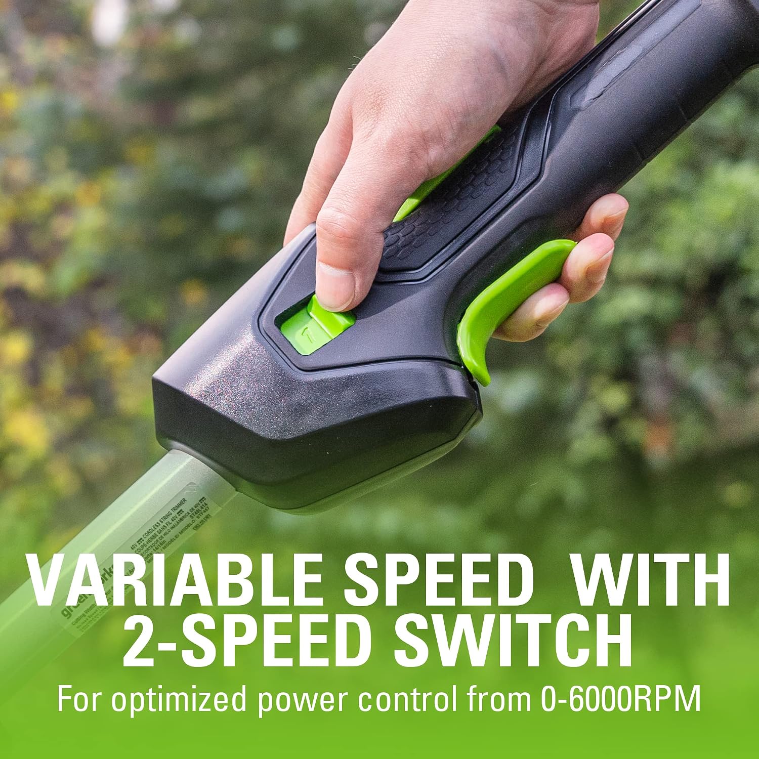 Greenworks 40V 16' Brushless Attachment Capable Cordless String Trimmer, 2-Speed Variable Trigger, Lightweight 25% Lighter Than Gas, 4.0Ah Battery and Charger Included