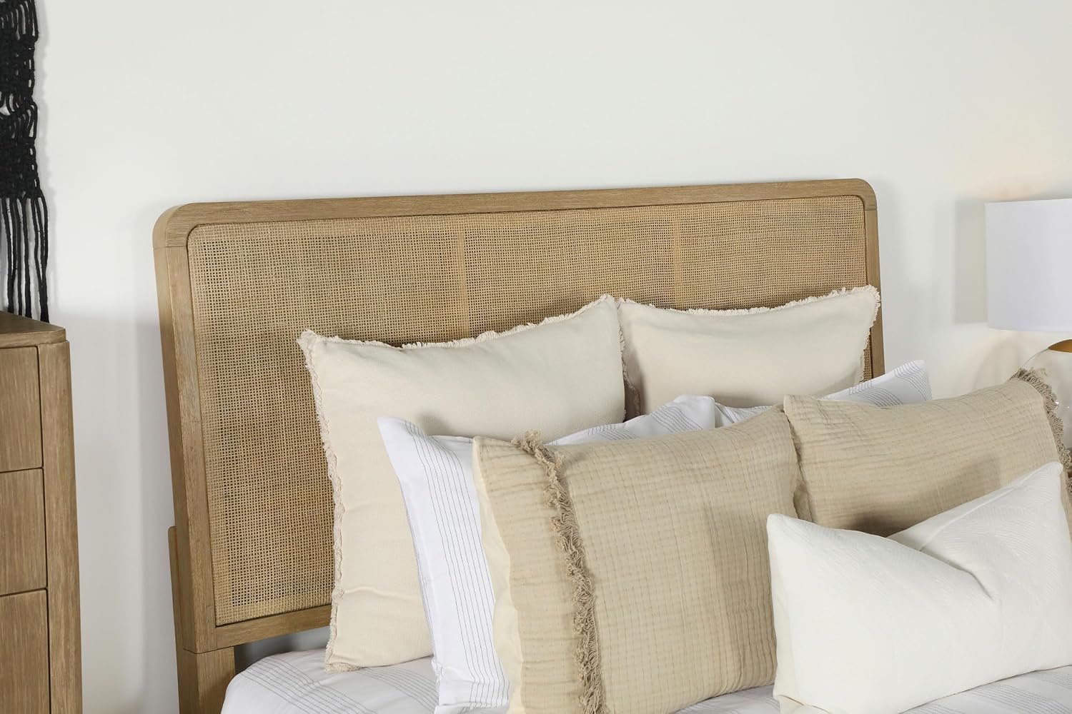 Coaster Home Furnishings - Arini - Wood - Rattan Eastern King Panel Bed with Woven Cane, Metal Tube Legs, and Tall Headboard - Bedroom - Sand Wash and Natural Cane - 224300KE