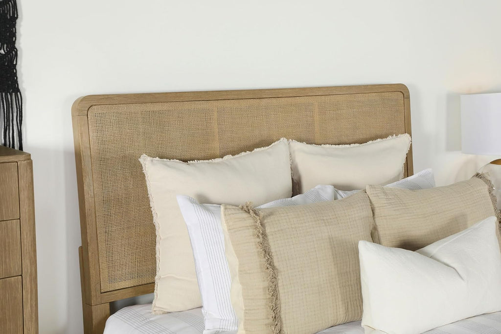 Coaster Home Furnishings - Arini - Wood - Rattan Queen Panel Bed with Woven Cane, Metal Tube Legs, and Tall Headboard - Bedroom - Sand Wash and Natural Cane - 224300Q