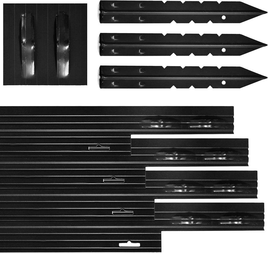 Dreamscape PRO Aluminum Landscape Edging - Easy Install Professional Landscaping Border - 5 Strips, 8ft Each (40ft Total) - Black Painted - Metal Divider for Lawn, Garden, Flowerbed