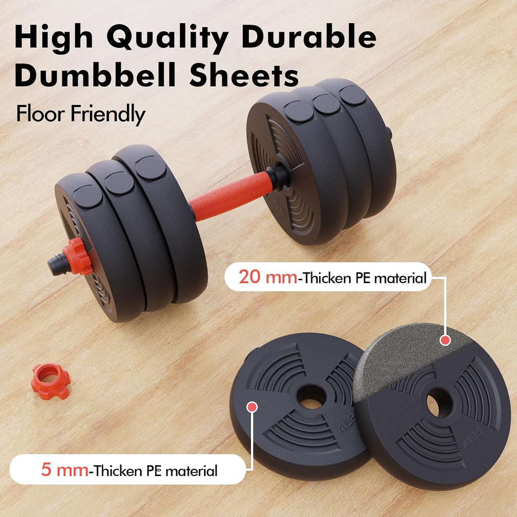 Cloudfire Adjustable Dumbbells Set, 60LB Free Weights set with Connector, 5 in 1 Dumbbell Set used as Kettlebells, Barbell, Push up Stand, Fitness Exercise for Home Gym Suitable Men/Women