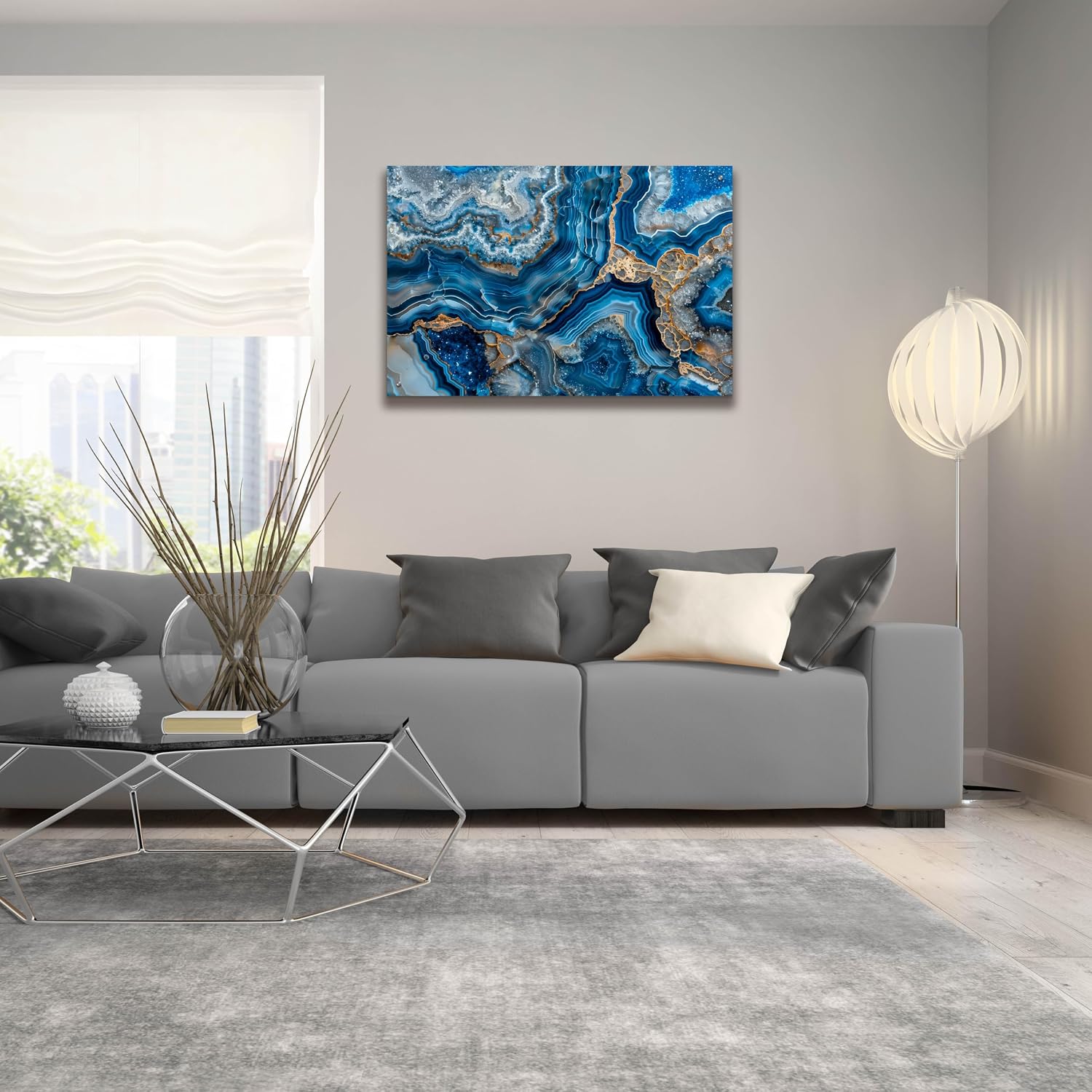 Epic Art 'Blue Crystals With Gold' by Svetlana Aleynikova Acrylic Glass Wall Art, 36' x 24'