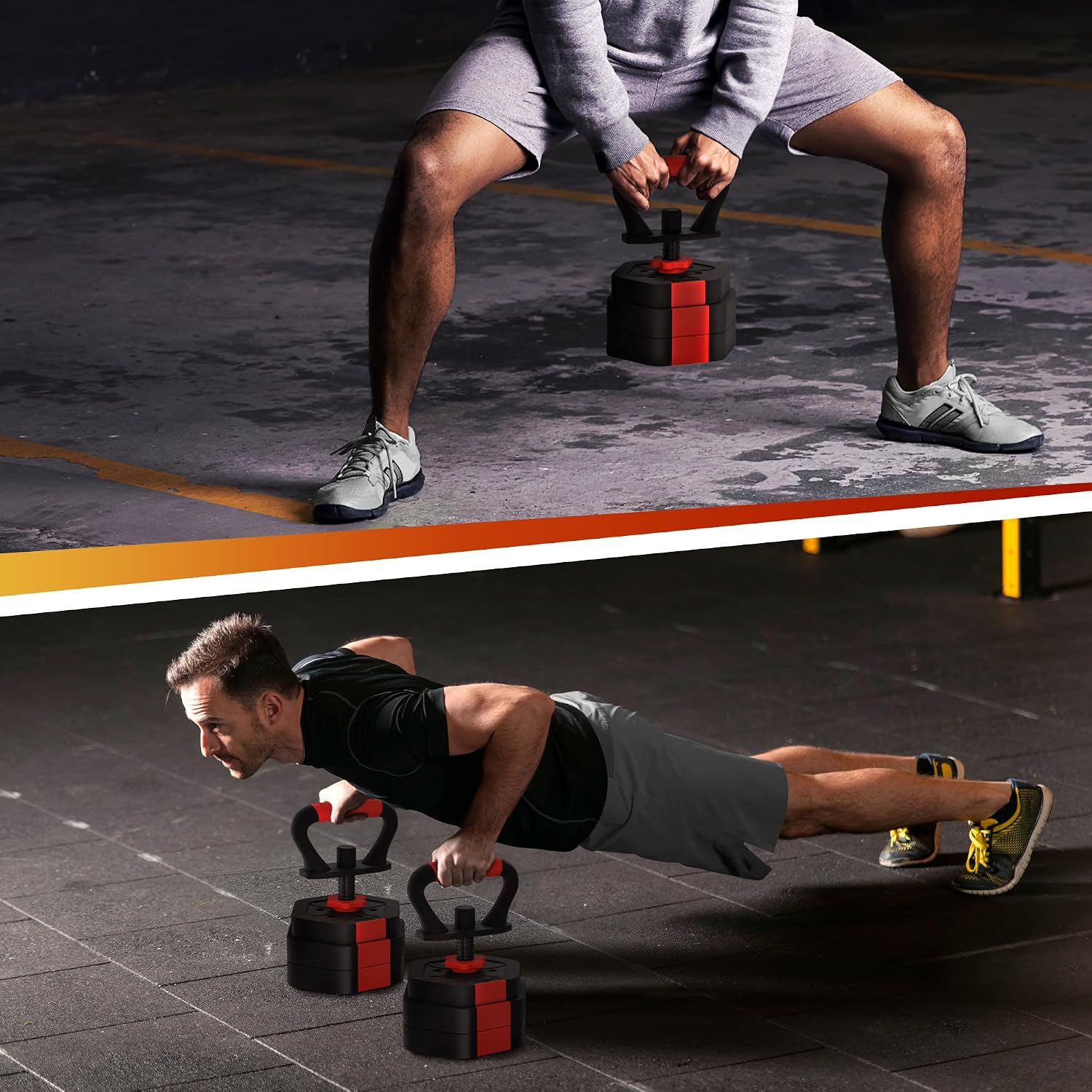 VIVITORY Dumbbell Sets Adjustable Weights, Free Weights with Connector, Non-Rolling Adjustable Dumbbell Set, Barbell for Home Gym, Hexagon, Cement Mixture