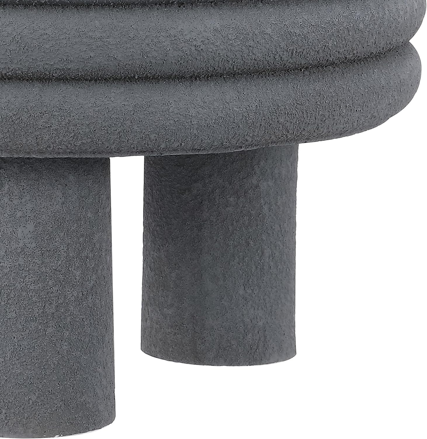 JONATHAN Y Rashida 13.5' Ribbed Polyresin Indoor Outdoor Table, Gray | Contemporary Curvy Minimalist Silhouette, Stacked Ring Motif, Tripod Pillar Base, Weather Resistant, Frosted Finish