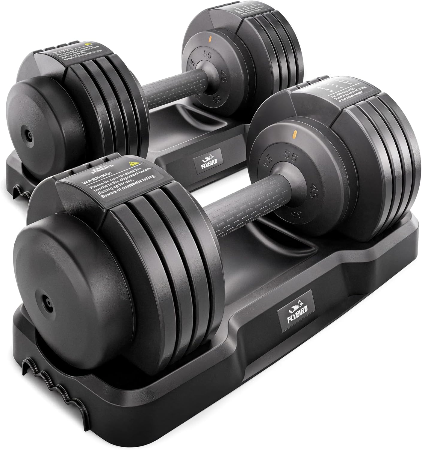 FLYBIRD DB2 Adjustable Dumbbell, 55LB/110LB Single Dumbbell for Home Gym Exercise & Fitness, 5-IN-1 Fast Adjustable Weights with Anti-Slip Handle (2 Weight Option)