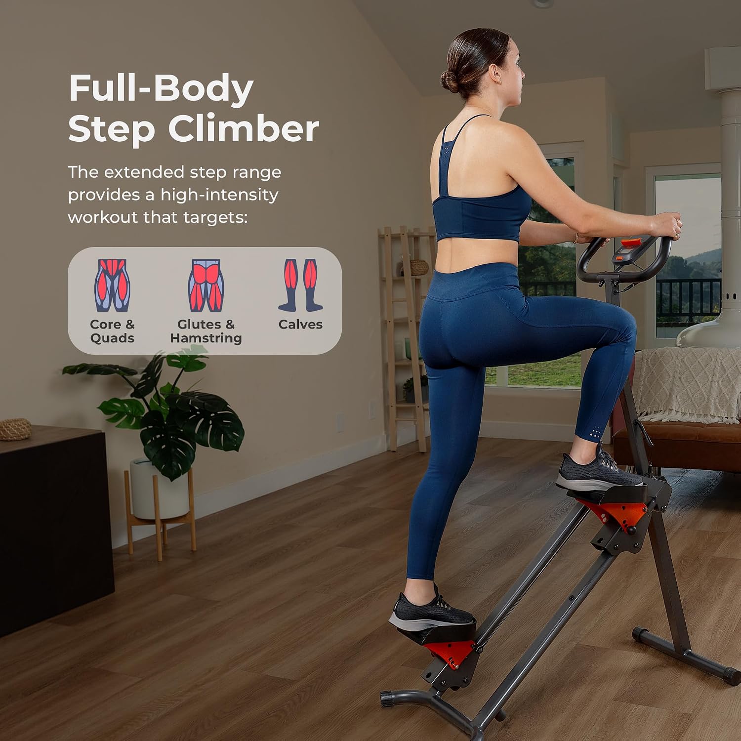 Sunny Health & Fitness Stair Stepper & Climber Exercise Equipment for Home Workout, Compact Cardio Training Machine