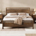 AMERLIFE Full Size Solid Wood Bed Frame with Headboard, Minimalist Platform Bed with Wooden Slats Support/No Box Spring Needed/Easy Assembly/Noise-Free, Dark Brown