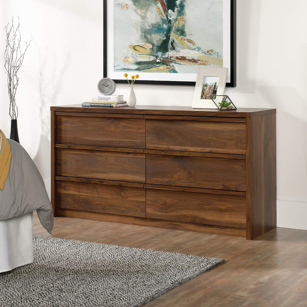 Sauder Harvey Park 6 Drawer Dresser for Bedroom Wooden Dressers & Chest of Drawers, in Grand Walnut