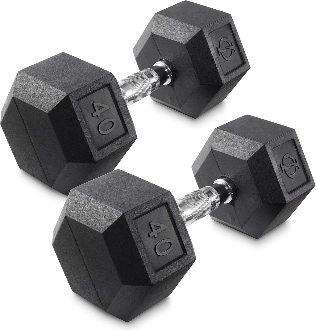 Philosophy Gym Rubber Coated Hex Dumbbell Hand Weights, Pairs