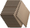 36 Pack Home Gym Mat, Puzzle Exercise Mat, EVA Interlocking Foam Floor Tiles for Home Workout Equipment and Kids' Play Areas -, 24 in x 24 in x ½ in, Brown 36 Tiles