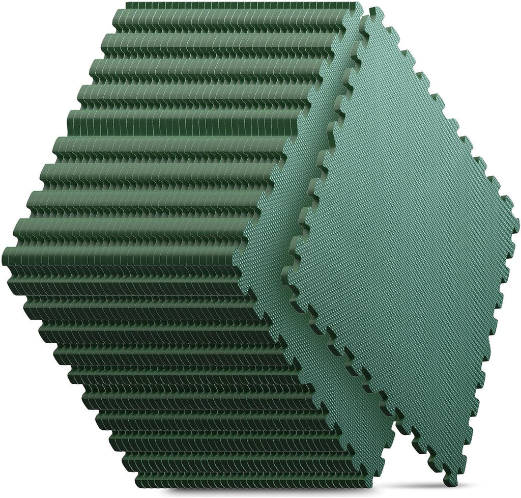 36 Pack Home Gym Mat, Puzzle Exercise Mat, EVA Interlocking Foam Floor Tiles for Home Workout Equipment and Kids' Play Areas -, 24 in x 24 in x ½ in, Green 36 Tiles