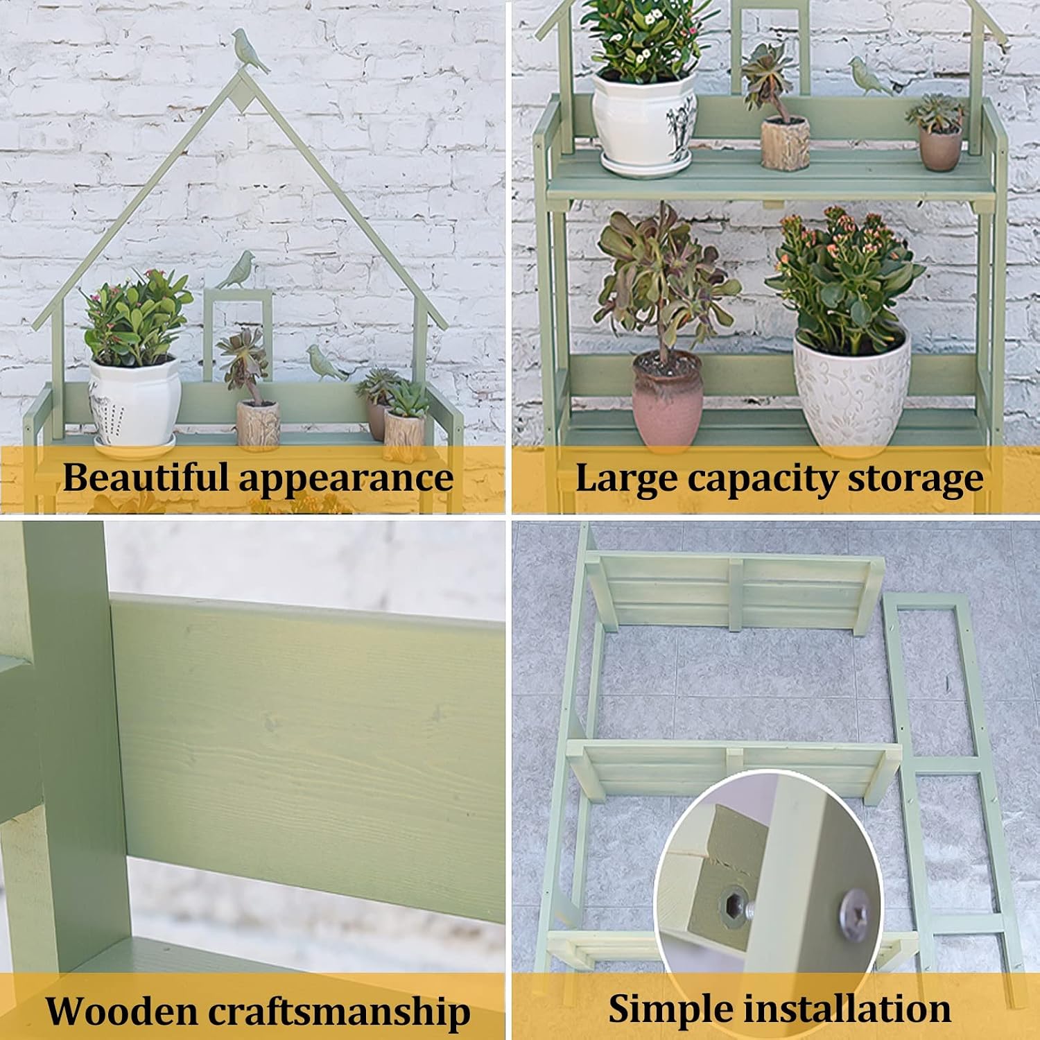 3-Tier Step Plant Shelves, Garden Potting Bench Table, Outdoor Garden Patio Storage Cabinet, Workstation Shed with Tabletop (Color : Blue, Size : 80x25x160cm)