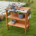 Multi-Function Desk Work Station Potting Bench Table Tool Shelf Storage Room Garage, Indoor Outdoor Garden Wooden Recessed Deck Potting Patio Balcony