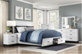 Master Bedroom Set Full Size 5pcs White Finish Platform Storage Bed Transitional Rustic Style Wooden Furniture