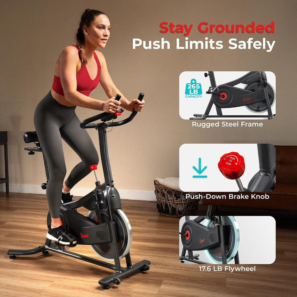 Sunny Health & Fitness Smart Magnetic Indoor Cycling Bike, Stationary Exercise Cardio Equipment, Free SunnyFit Training App